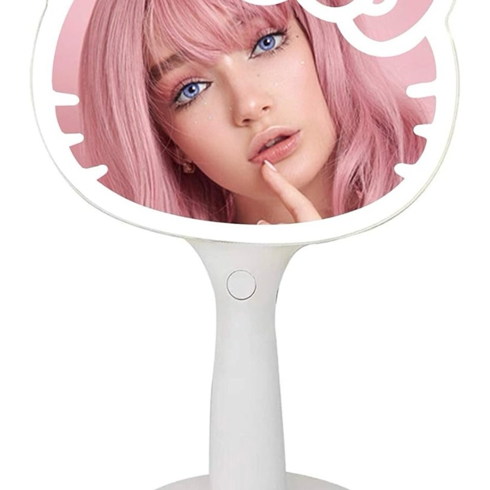 Hello Kitty Handheld Mirror - Pink and White~~Adjustable LED Light 🩷